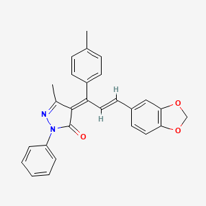 (4E)-4-[(2E)-3-(1,3-benzodioxol-5-yl)-1-(4-methylphenyl)prop-2-en-1-ylidene]-5-methyl-2-phenyl-2,4-dihydro-3H-pyrazol-3-one