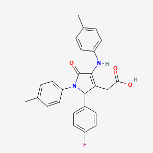 {2-(4-fluorophenyl)-1-(4-methylphenyl)-4-[(4-methylphenyl)amino]-5-oxo-2,5-dihydro-1H-pyrrol-3-yl}acetic acid