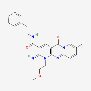 6-imino-7-(2-methoxyethyl)-13-methyl-2-oxo-N-(2-phenylethyl)-1,7,9-triazatricyclo[8.4.0.03,8]tetradeca-3(8),4,9,11,13-pentaene-5-carboxamide