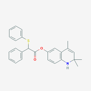 molecular formula C26H25NO2S B11608793 2,2,4-Trimethyl-1,2-dihydroquinolin-6-yl phenyl(phenylsulfanyl)acetate 