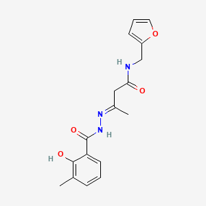 (3E)-N-(furan-2-ylmethyl)-3-{2-[(2-hydroxy-3-methylphenyl)carbonyl]hydrazinylidene}butanamide