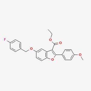 molecular formula C25H21FO5 B11608801 Ethyl 5-[(4-fluorophenyl)methoxy]-2-(4-methoxyphenyl)-1-benzofuran-3-carboxylate 