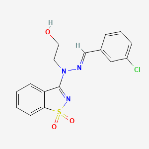 2-[(2E)-2-(3-chlorobenzylidene)-1-(1,1-dioxido-1,2-benzothiazol-3-yl)hydrazinyl]ethanol