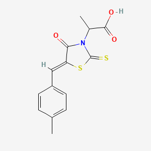 molecular formula C14H13NO3S2 B11608831 2-[(5Z)-5-[(4-methylphenyl)methylidene]-4-oxo-2-sulfanylidene-1,3-thiazolidin-3-yl]propanoic acid 