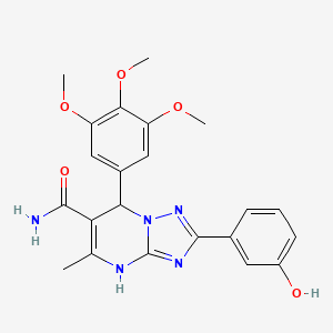 molecular formula C22H23N5O5 B11608842 2-(3-Hydroxyphenyl)-5-methyl-7-(3,4,5-trimethoxyphenyl)-4,7-dihydro-[1,2,4]triazolo[1,5-a]pyrimidine-6-carboxamide 