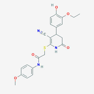 2-{[3-cyano-4-(3-ethoxy-4-hydroxyphenyl)-6-oxo-1,4,5,6-tetrahydropyridin-2-yl]sulfanyl}-N-(4-methoxyphenyl)acetamide