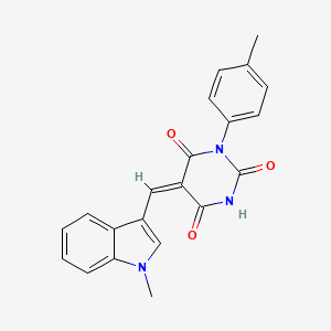 (5E)-5-[(1-methyl-1H-indol-3-yl)methylidene]-1-(4-methylphenyl)pyrimidine-2,4,6(1H,3H,5H)-trione