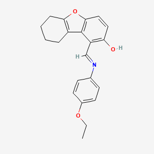 molecular formula C21H21NO3 B11608916 1-{[(4-Ethoxyphenyl)imino]methyl}-6,7,8,9-tetrahydrodibenzo[B,D]furan-2-OL 