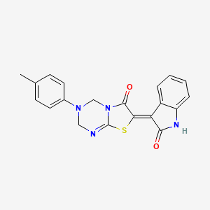 (7Z)-3-(4-methylphenyl)-7-(2-oxo-1,2-dihydro-3H-indol-3-ylidene)-3,4-dihydro-2H-[1,3]thiazolo[3,2-a][1,3,5]triazin-6(7H)-one