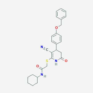 2-({4-[4-(benzyloxy)phenyl]-3-cyano-6-oxo-1,4,5,6-tetrahydropyridin-2-yl}sulfanyl)-N-cyclohexylacetamide