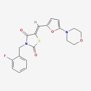 molecular formula C19H17FN2O4S B11608946 (5Z)-3-(2-fluorobenzyl)-5-{[5-(morpholin-4-yl)furan-2-yl]methylidene}-1,3-thiazolidine-2,4-dione 