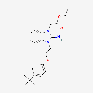 molecular formula C23H29N3O3 B11608957 ethyl {3-[2-(4-tert-butylphenoxy)ethyl]-2-imino-2,3-dihydro-1H-benzimidazol-1-yl}acetate 