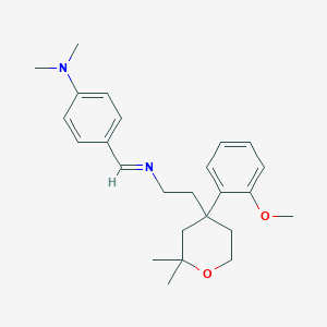 molecular formula C25H34N2O2 B11608990 4-[(E)-({2-[4-(2-methoxyphenyl)-2,2-dimethyltetrahydro-2H-pyran-4-yl]ethyl}imino)methyl]-N,N-dimethylaniline 