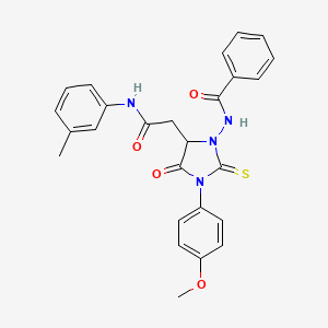 molecular formula C26H24N4O4S B11609000 N-[3-(4-methoxyphenyl)-5-{2-[(3-methylphenyl)amino]-2-oxoethyl}-4-oxo-2-thioxoimidazolidin-1-yl]benzamide 