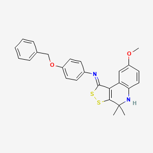 4-(benzyloxy)-N-[(1E)-8-methoxy-4,4-dimethyl-4,5-dihydro-1H-[1,2]dithiolo[3,4-c]quinolin-1-ylidene]aniline