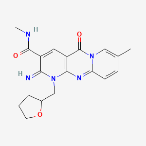 6-imino-N,13-dimethyl-2-oxo-7-(oxolan-2-ylmethyl)-1,7,9-triazatricyclo[8.4.0.03,8]tetradeca-3(8),4,9,11,13-pentaene-5-carboxamide