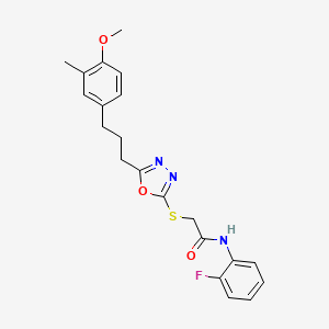 N-(2-fluorophenyl)-2-({5-[3-(4-methoxy-3-methylphenyl)propyl]-1,3,4-oxadiazol-2-yl}sulfanyl)acetamide