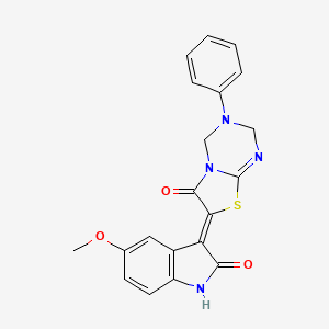 molecular formula C20H16N4O3S B11609120 (7Z)-7-(5-methoxy-2-oxo-1,2-dihydro-3H-indol-3-ylidene)-3-phenyl-3,4-dihydro-2H-[1,3]thiazolo[3,2-a][1,3,5]triazin-6(7H)-one 