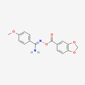 molecular formula C16H14N2O5 B11609141 N'-[(1,3-benzodioxol-5-ylcarbonyl)oxy]-4-methoxybenzenecarboximidamide 