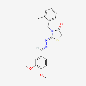 (2Z)-2-[(2E)-(3,4-dimethoxybenzylidene)hydrazinylidene]-3-(2-methylbenzyl)-1,3-thiazolidin-4-one