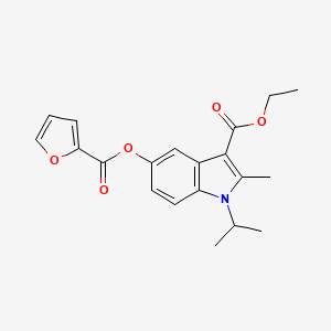 molecular formula C20H21NO5 B11609193 ethyl 5-[(furan-2-ylcarbonyl)oxy]-2-methyl-1-(propan-2-yl)-1H-indole-3-carboxylate 