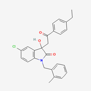 molecular formula C26H24ClNO3 B11609245 5-chloro-3-[2-(4-ethylphenyl)-2-oxoethyl]-3-hydroxy-1-(2-methylbenzyl)-1,3-dihydro-2H-indol-2-one 