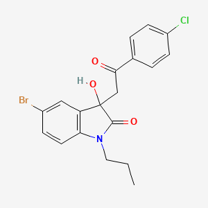 molecular formula C19H17BrClNO3 B11609261 5-bromo-3-[2-(4-chlorophenyl)-2-oxoethyl]-3-hydroxy-1-propyl-1,3-dihydro-2H-indol-2-one 