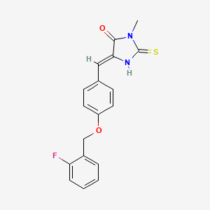 molecular formula C18H15FN2O2S B11609266 (5Z)-5-{4-[(2-fluorobenzyl)oxy]benzylidene}-3-methyl-2-thioxoimidazolidin-4-one 