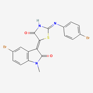 molecular formula C18H11Br2N3O2S B11609290 (5Z)-2-(4-bromoanilino)-5-(5-bromo-1-methyl-2-oxoindol-3-ylidene)-1,3-thiazol-4-one 