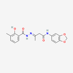 molecular formula C19H19N3O5 B11609296 (3E)-N-(1,3-benzodioxol-5-yl)-3-{2-[(2-hydroxy-3-methylphenyl)carbonyl]hydrazinylidene}butanamide 