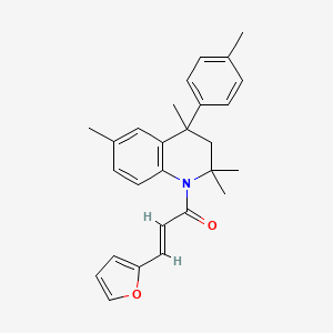 (2E)-3-(furan-2-yl)-1-[2,2,4,6-tetramethyl-4-(4-methylphenyl)-3,4-dihydroquinolin-1(2H)-yl]prop-2-en-1-one