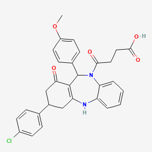 4-[3-(4-chlorophenyl)-1-hydroxy-11-(4-methoxyphenyl)-2,3,4,11-tetrahydro-10H-dibenzo[b,e][1,4]diazepin-10-yl]-4-oxobutanoic acid