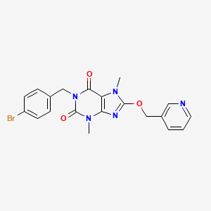 molecular formula C20H18BrN5O3 B11609351 1-(4-bromobenzyl)-3,7-dimethyl-8-(pyridin-3-ylmethoxy)-3,7-dihydro-1H-purine-2,6-dione 