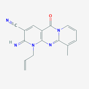 6-imino-11-methyl-2-oxo-7-prop-2-enyl-1,7,9-triazatricyclo[8.4.0.03,8]tetradeca-3(8),4,9,11,13-pentaene-5-carbonitrile