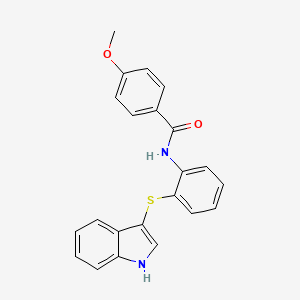 molecular formula C22H18N2O2S B11609404 N-[2-(1H-indol-3-ylsulfanyl)phenyl]-4-methoxybenzamide 