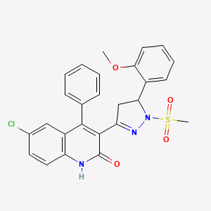 (3Z)-6-chloro-3-[5-(2-methoxyphenyl)-1-methylsulfonylpyrazolidin-3-ylidene]-4-phenylquinolin-2-one