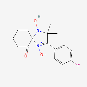 molecular formula C16H19FN2O3 B11609431 2-(4-Fluorophenyl)-4-hydroxy-3,3-dimethyl-1,4-diazaspiro[4.5]dec-1-en-6-one 1-oxide 