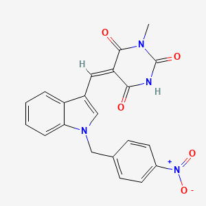 (5E)-1-methyl-5-{[1-(4-nitrobenzyl)-1H-indol-3-yl]methylidene}pyrimidine-2,4,6(1H,3H,5H)-trione