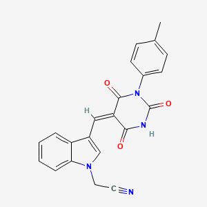 (3-{(E)-[1-(4-methylphenyl)-2,4,6-trioxotetrahydropyrimidin-5(2H)-ylidene]methyl}-1H-indol-1-yl)acetonitrile