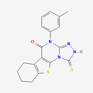 4-(3-Methylphenyl)-1-sulfanyl-6,7,8,9-tetrahydro[1]benzothieno[3,2-E][1,2,4]triazolo[4,3-A]pyrimidin-5(4H)-one