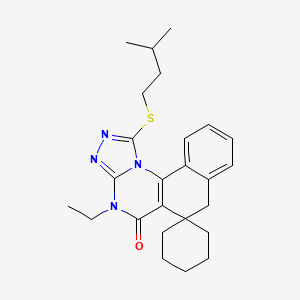 molecular formula C25H32N4OS B11609476 4-ethyl-1-[(3-methylbutyl)sulfanyl]-4H-spiro[benzo[h][1,2,4]triazolo[4,3-a]quinazoline-6,1'-cyclohexan]-5(7H)-one 