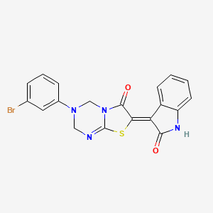 (7Z)-3-(3-bromophenyl)-7-(2-oxo-1,2-dihydro-3H-indol-3-ylidene)-3,4-dihydro-2H-[1,3]thiazolo[3,2-a][1,3,5]triazin-6(7H)-one