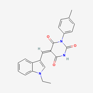 (5E)-5-[(1-ethyl-1H-indol-3-yl)methylidene]-1-(4-methylphenyl)pyrimidine-2,4,6(1H,3H,5H)-trione