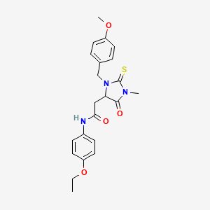 molecular formula C22H25N3O4S B11609501 N-(4-ethoxyphenyl)-2-[3-(4-methoxybenzyl)-1-methyl-5-oxo-2-thioxoimidazolidin-4-yl]acetamide 