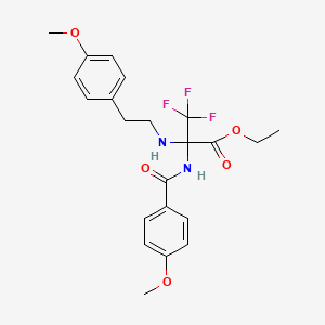 molecular formula C22H25F3N2O5 B11609515 ethyl 3,3,3-trifluoro-N-[(4-methoxyphenyl)carbonyl]-2-{[2-(4-methoxyphenyl)ethyl]amino}alaninate 