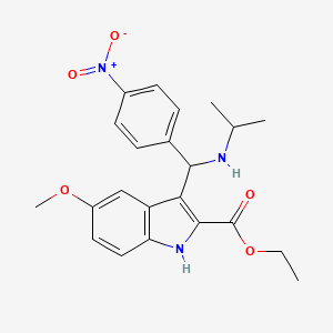 Ethyl 5-methoxy-3-[(4-nitrophenyl)[(propan-2-YL)amino]methyl]-1H-indole-2-carboxylate