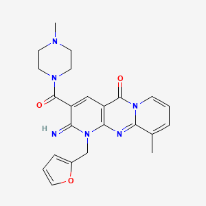 7-(furan-2-ylmethyl)-6-imino-11-methyl-5-(4-methylpiperazine-1-carbonyl)-1,7,9-triazatricyclo[8.4.0.03,8]tetradeca-3(8),4,9,11,13-pentaen-2-one