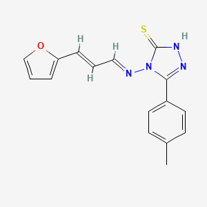 4-{[(E,2E)-3-(2-furyl)-2-propenylidene]amino}-5-(4-methylphenyl)-4H-1,2,4-triazol-3-yl hydrosulfide