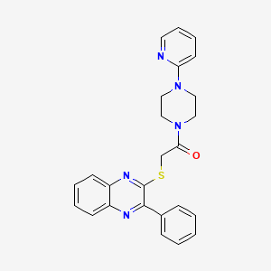 molecular formula C25H23N5OS B11609581 2-[(3-Phenylquinoxalin-2-yl)sulfanyl]-1-[4-(pyridin-2-yl)piperazin-1-yl]ethanone 