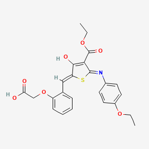 molecular formula C24H23NO7S B11609590 2-[2-[(Z)-[5-(4-ethoxyanilino)-4-ethoxycarbonyl-3-oxothiophen-2-ylidene]methyl]phenoxy]acetic acid 